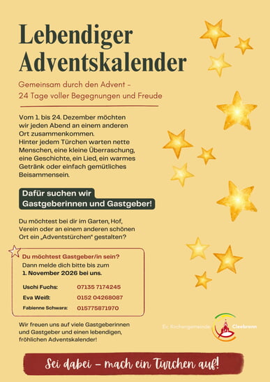 Lebendiger Advent 2026 Vorbereitung