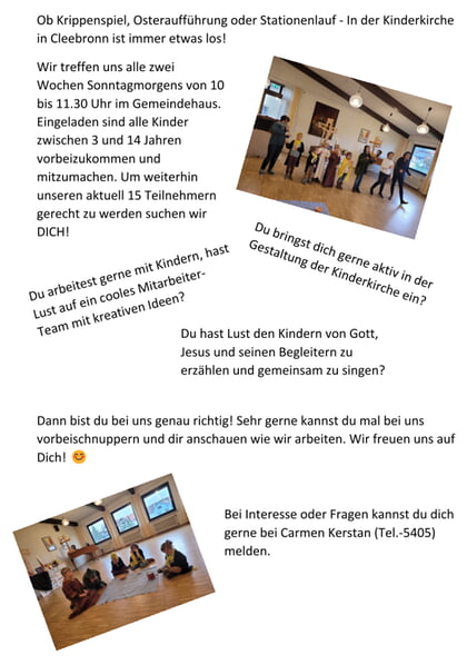 Werde Mitarbeiter in der Kinderkirche