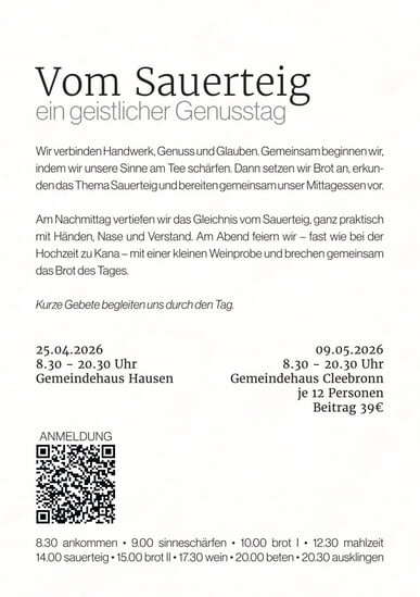 Vom Sauerteig - ein geistlicher Genusstag