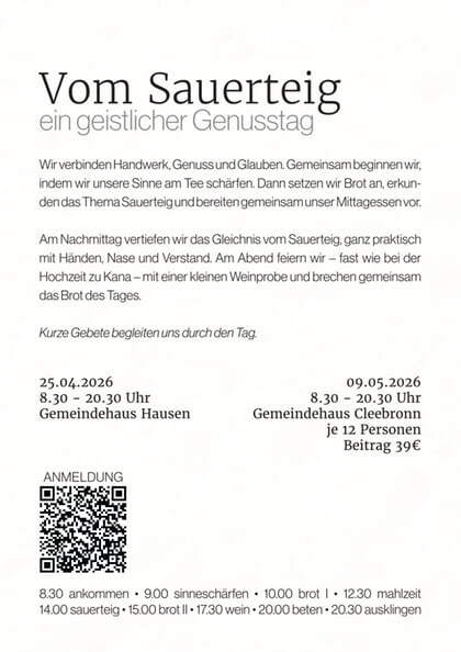 Vom Sauerteig - ein geistlicher Genusstag