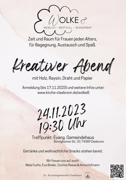 Wolke8, kreativer Abend am 24.11.2023
